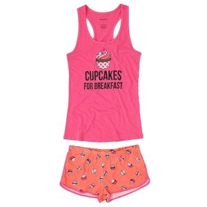 Cupcakes Women's Soft Knit 100% Cotton Jersey Short Tank-Sleep Set